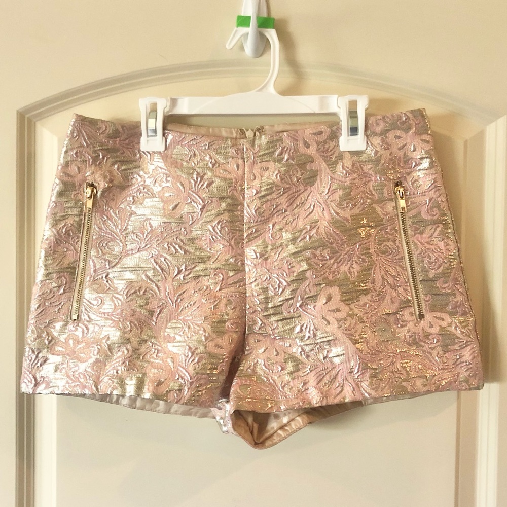 Forever 21 Pink and gold Metallic Brocade Dressy Shorts